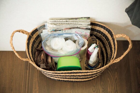 カゴの中も袋収納を実践