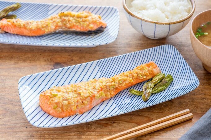 鮭のネギみそ焼き