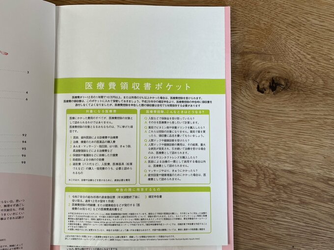 医療費領収書ポケット