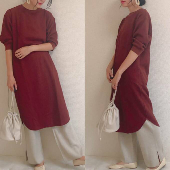 ゆるっと感がかわいいレイヤードコーデ