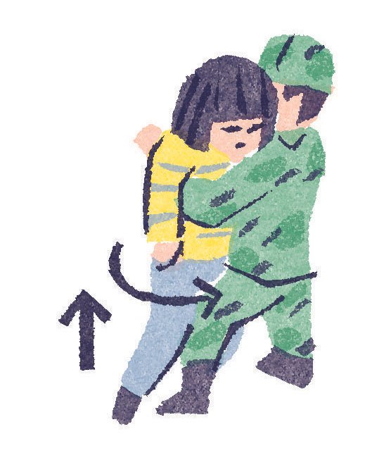 イラスト女性を抱きかかえる