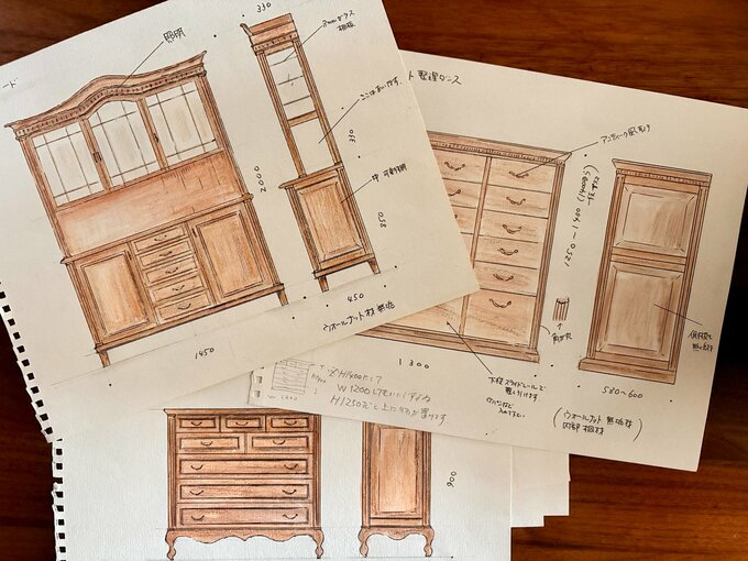 オーダー家具のデザイン画