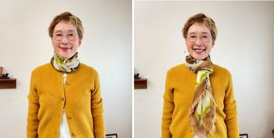 60代の簡単「ストール」の巻き方2つ。背中の丸さをカバー、コーデの幅も広がる：11月に読みたい記事