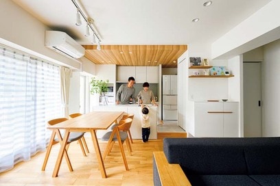 【マンションリノベ事例】キッチンをオープン型に変更。LDKが明るく風通しのいい空間に