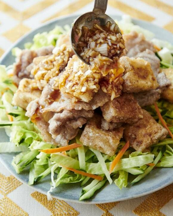 豚こまと厚揚げの油淋鶏(ユーリンチー)風