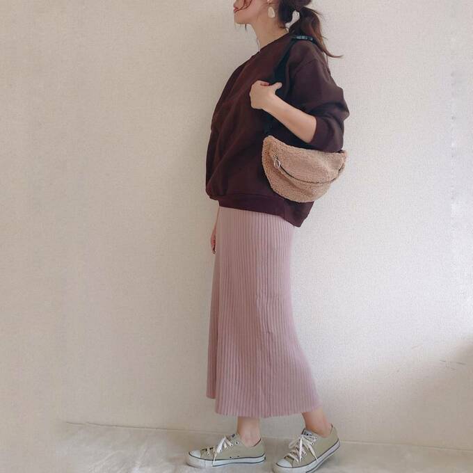 スウェット合わせでほっこりしたカジュアルコーデ