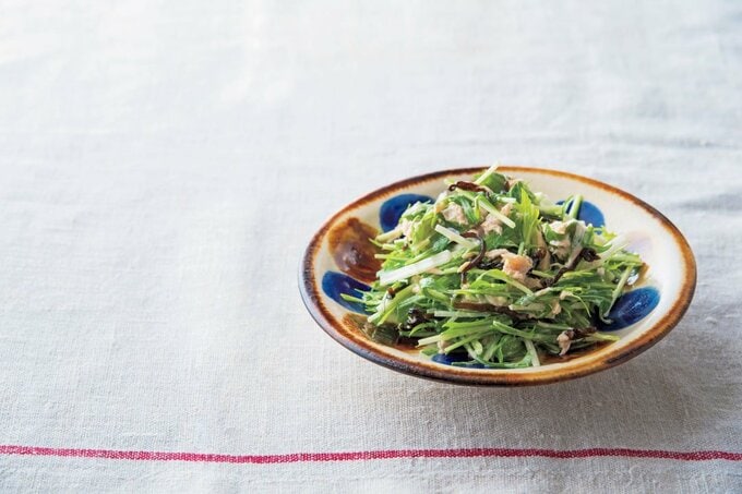 ツナとミズナの塩昆布マヨあえ