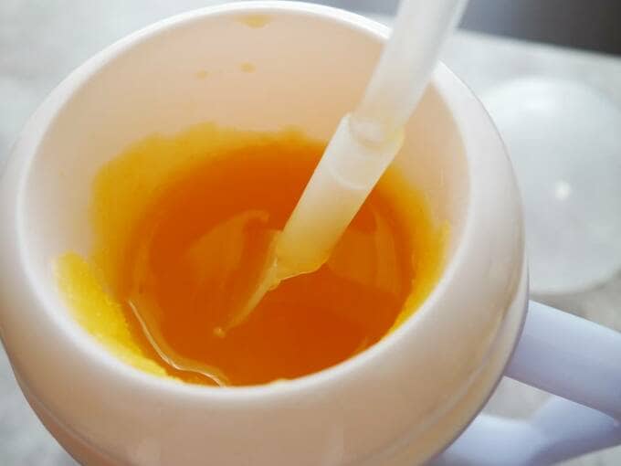 ゆっくりと混ぜたさらに2分後