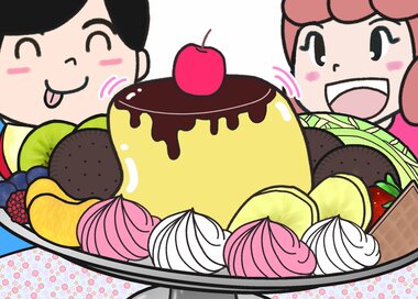 特別な日に食べたいプリンアラモード。何かが違う？5つ見つけたらエラい間違い探し
