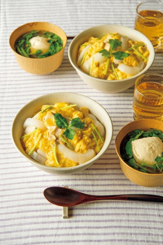 たまたま丼／クレソンと豆腐のスープ