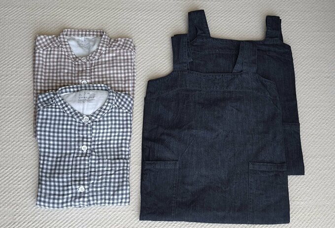 冬用パジャマとエプロン。同じものを2着買い。