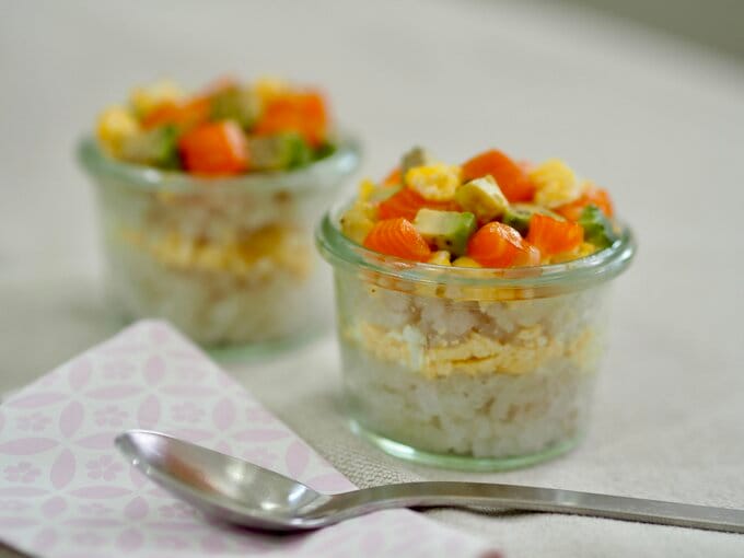 層にして盛り付ける