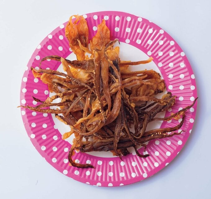 紙皿にあたりめ