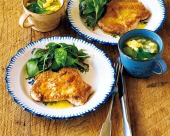 カリッと仕上げた「豚肉ソテー」。ダイエット中も満足の濃厚おかず献立