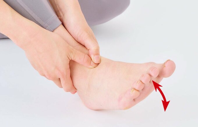 足首を押す人