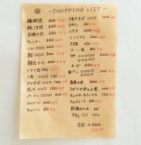 買い物後は赤字で修正!