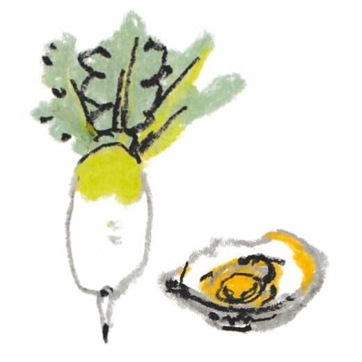 大根と牡蠣のイラスト