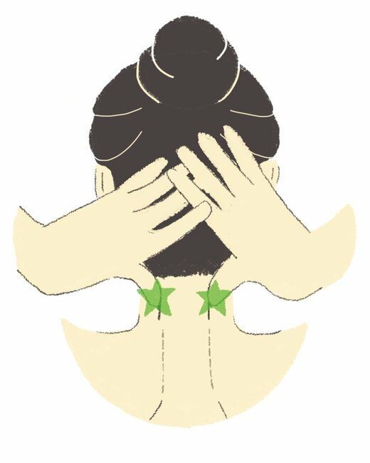 天柱を押すイラスト