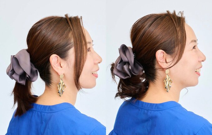 巻き髪のありなしの比較