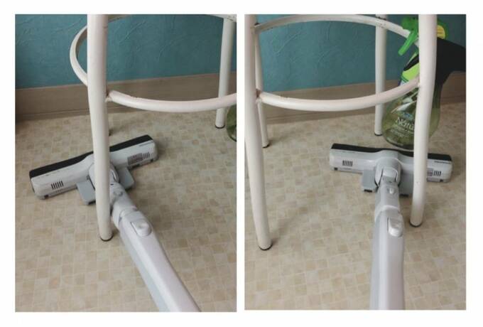 掃除機でイスの下を掃除