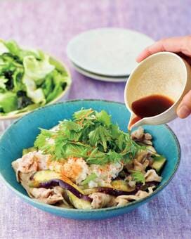 ナス、豚バラ、大根おろしのさっぱりおかず。ポン酢で簡単