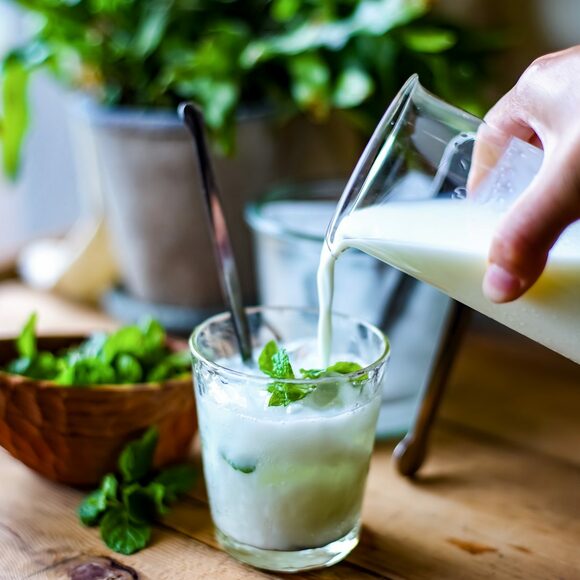 ヨーグルトソーダをミントでさっぱり