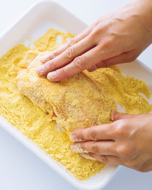 高野豆腐をまぶす