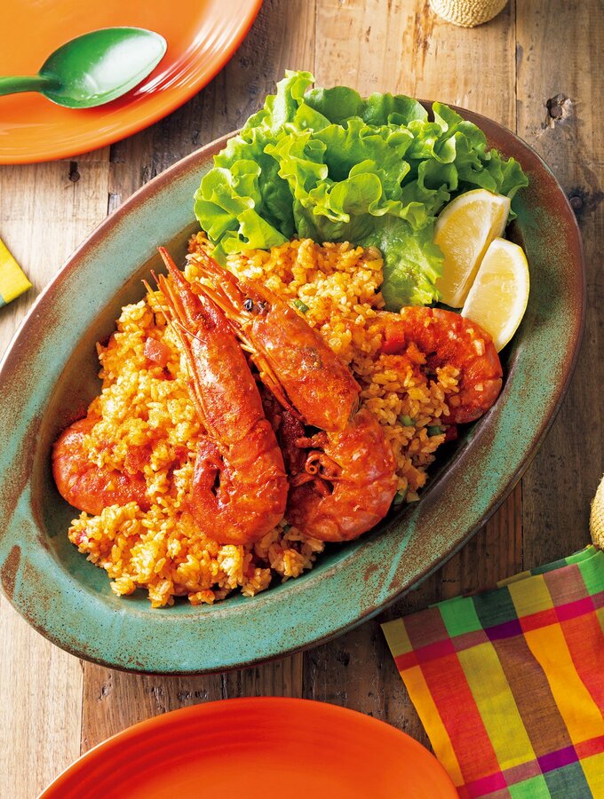 エビとベーコンのトマトジャンバラヤ風