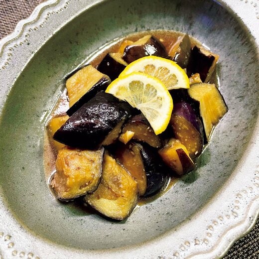 揚げナスのレモンマリネ