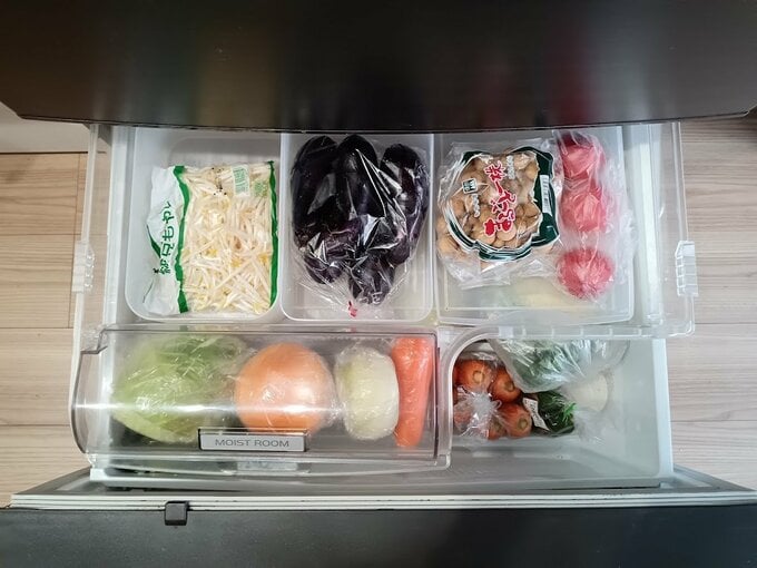 整理整頓された野菜室