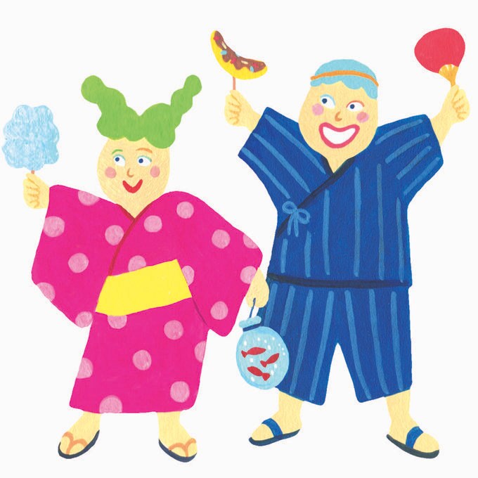 お祭りを楽しむ子どものイラスト