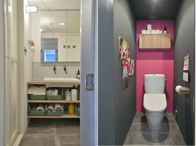 ピンクがアクセントのトイレ