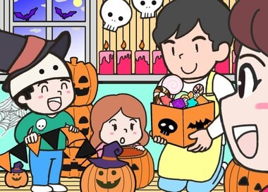 みんなでハロウィーンの飾りつけ！どこが違う？5つ見つけたらエラい＜間違い探し＞