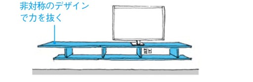 非対称のデザインでシャープな印象に仕上げたテレビ台