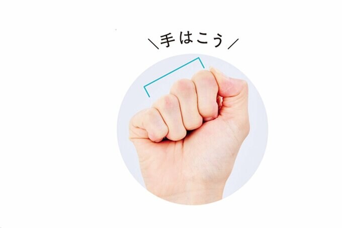 こぶしをつくる様子