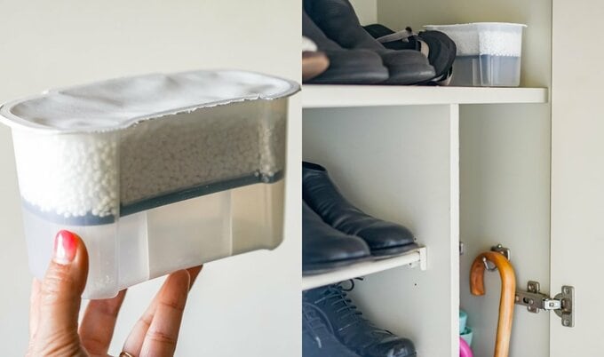 除湿剤を持つ様子