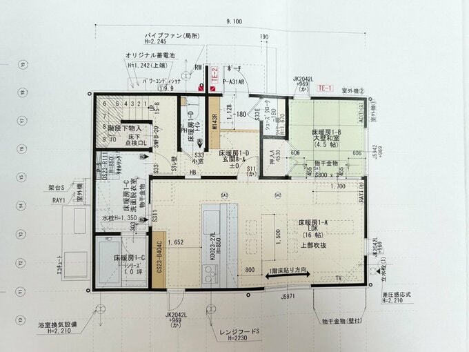 規格住宅のプラン1階の間取り図
