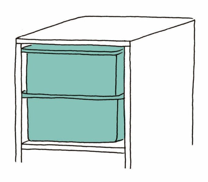 ケースを重ねる収納