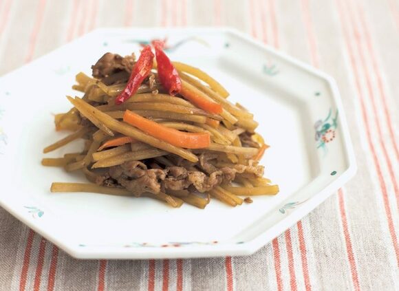 ＜とれたて野菜で＞肉入りキンピラゴボウ