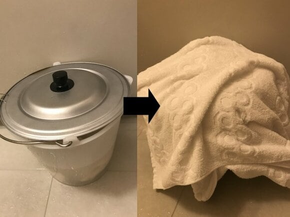 上からバスタオル