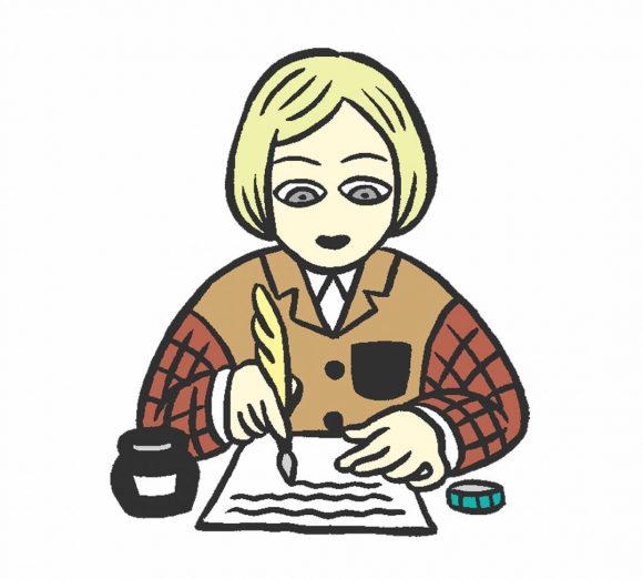 書く女性イラスト