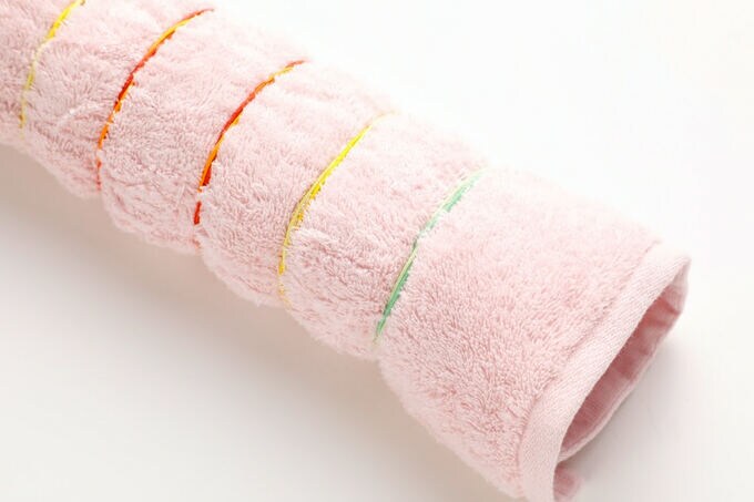 タオルをゴムでまいた状態