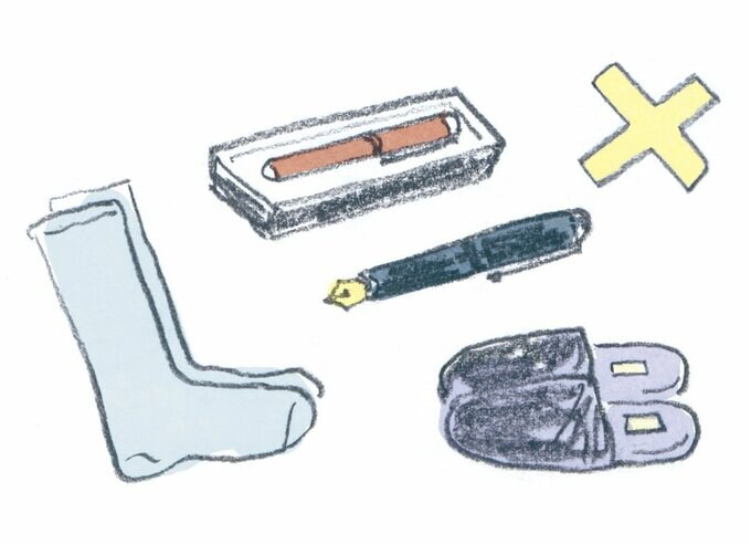 靴下、スリッパ、ペンイラスト