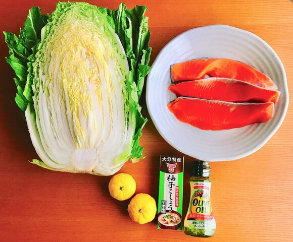 白菜と鮭のユズコショウあえ