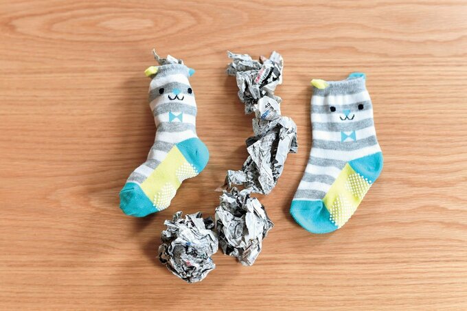 新聞紙入り靴下