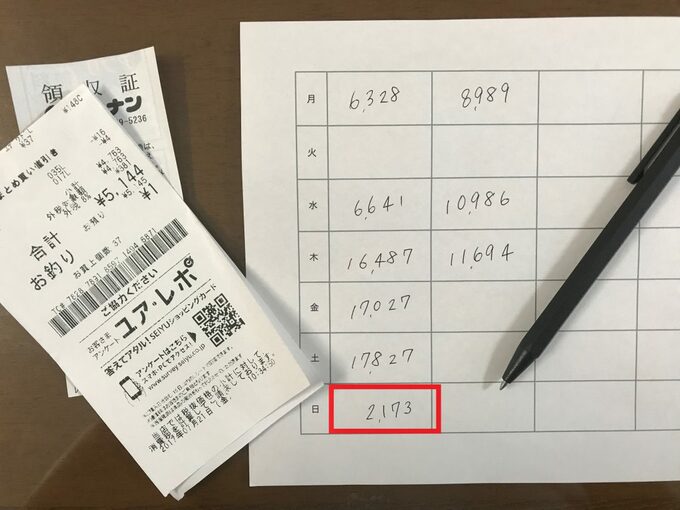 紙に支出を記入