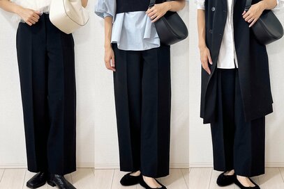 アラフォーは「PLST（プラステ）」のワイドパンツで美脚。洗濯してもセンタープレスが消えない