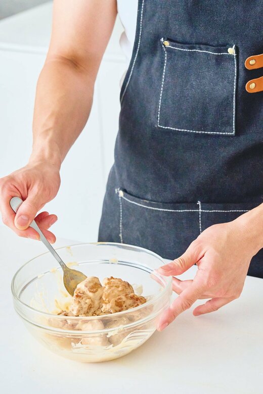 冷凍から揚げでエビマヨ風の調理過程