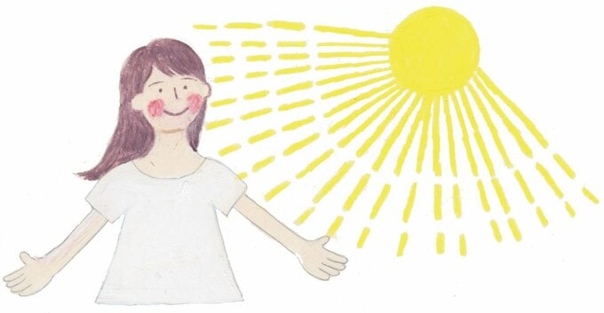 イラスト女性と太陽