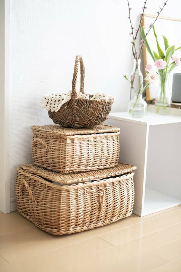 カゴに入れてクロスをかける